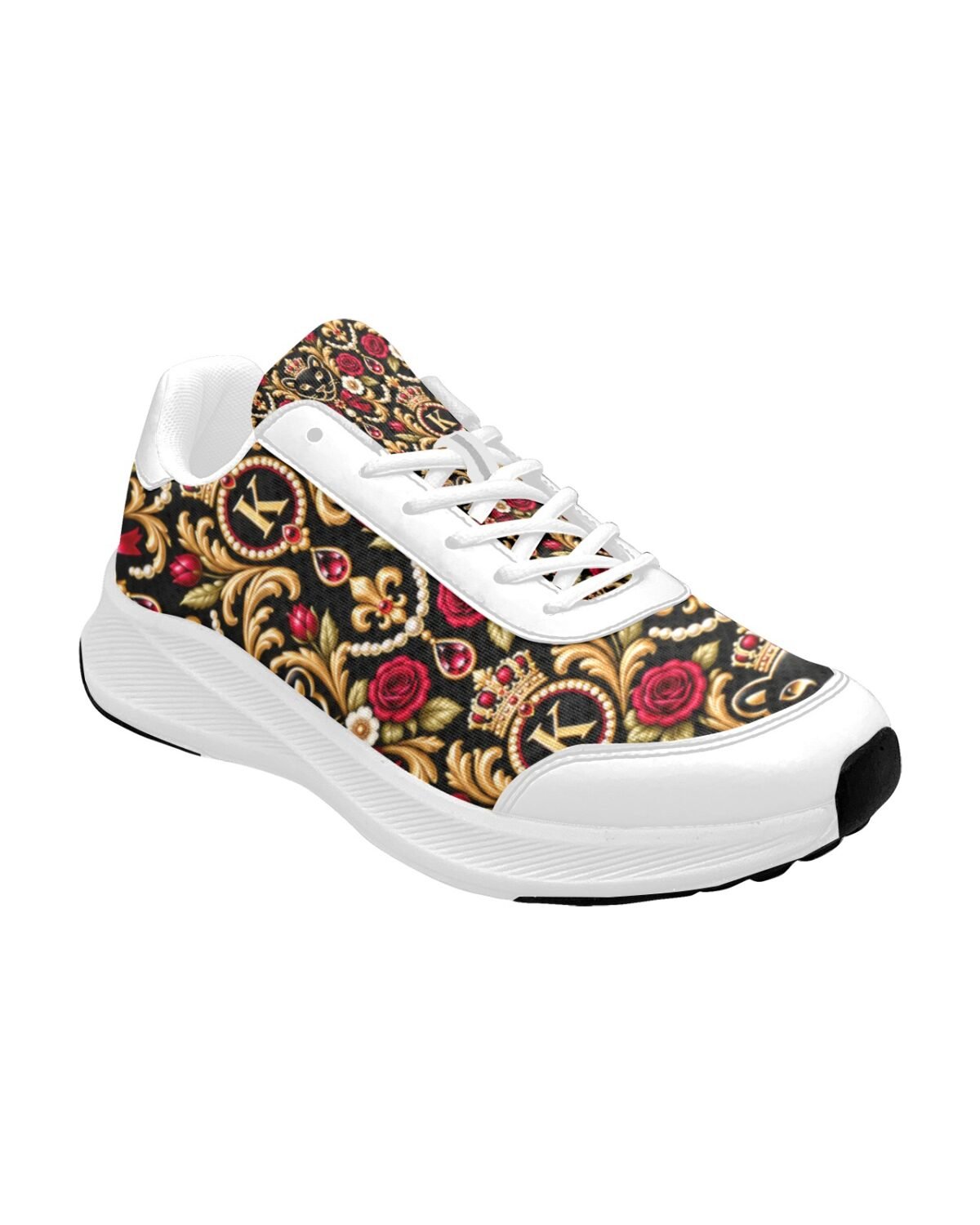 Kaluchie Royal Baroque Running Shoes – White, Gold & Crimson