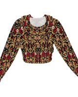 Kaluchie Royal Baroque Cropped Zip Jacket – Black, Gold & Crimson