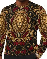Kaluchie Royal Lion Baroque Pullover Hoodie – Black & Gold
