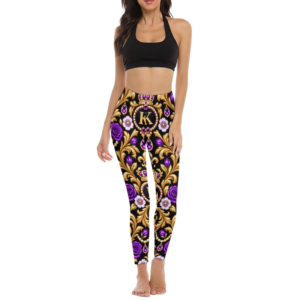 Kaluchie Royal Purple Baroque High-Waist Leggings