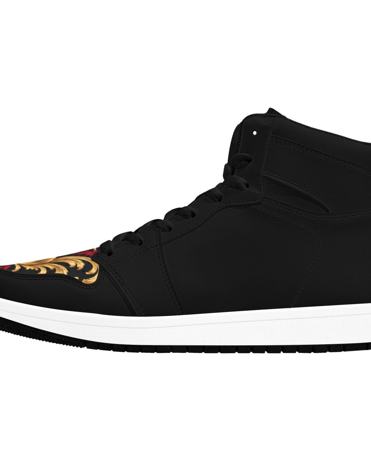Kaluchie Royal Crest High-Top Sneakers – Black, Gold & Crimson