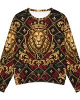 Kaluchie Royal Lion Baroque Pullover Hoodie – Black & Gold