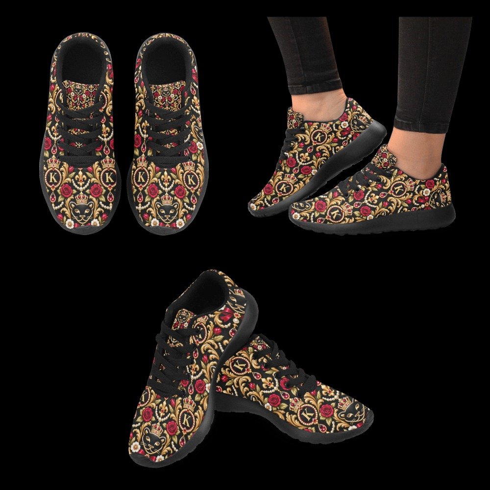 Kaluchie Royal Baroque Women’s Sneakers – Black, Gold & Crimson