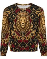 Kaluchie Royal Lion Baroque Pullover Hoodie – Black & Gold