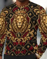 Kaluchie Royal Lion Baroque Pullover Hoodie – Black & Gold