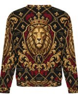Kaluchie Royal Lion Baroque Pullover Hoodie – Black & Gold