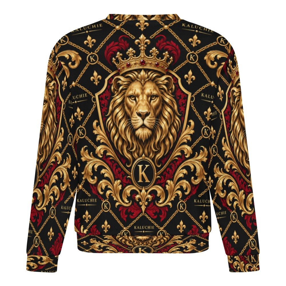 Kaluchie Royal Lion Baroque Pullover Hoodie – Black & Gold